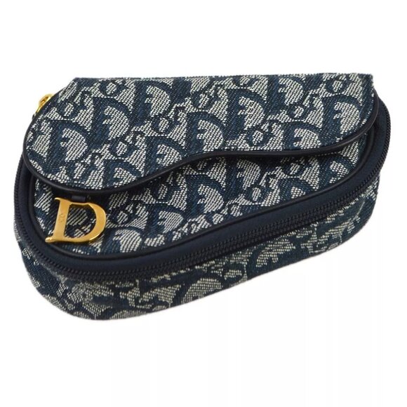 Christian Dior 1998 Navy Saddle Trotter Pouch Bag MC1928 163588 - Picture 1 of 7
